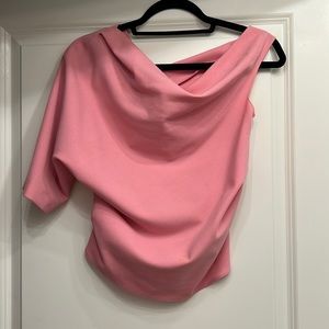 Zara Pink One Shoulder Cowl Neck Top